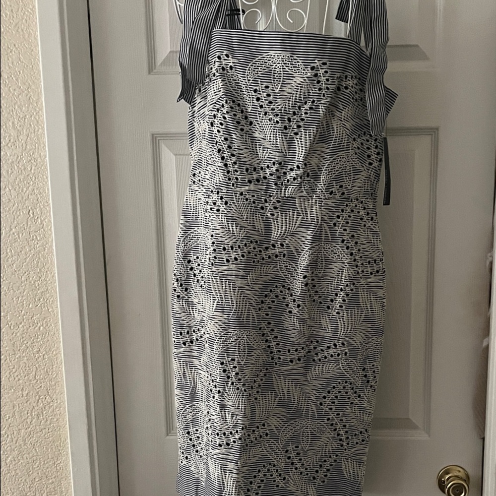 Maggy London Strapless Dress with Black and White Pattern